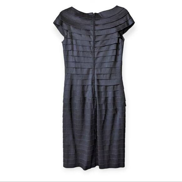 TADASHI SHOJI Women's Tiered Navy Floral Embellishment Cocktail Dress Size 8 - Picture 2 of 10